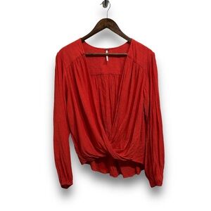 Free People Women's Check On‎ It Faux Wrap Top Flame Red 

Size Medium 22 x 27